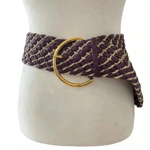 Vintage Womens Purple And Gold Braided Wide Braided Belt